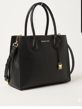 Michael Kors Black Pebble Leather Tote with Gold Lock